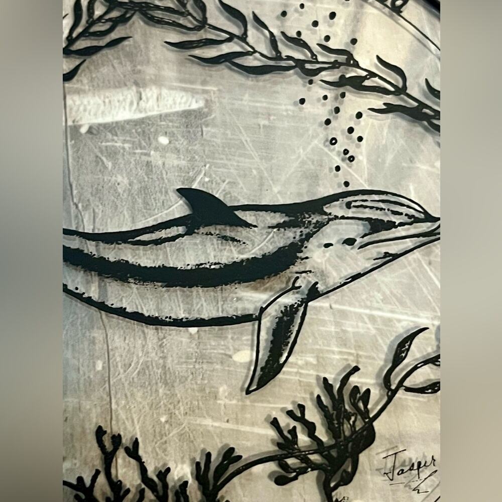 Vintage artist signed stained glass dolphin suncatcher - Picture 3 of 7